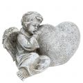 Floristik24 Ängel med hjärtgrå 11,5 cm × 9 cm × 6,5 cm 2 st