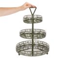 Serveringsställ i metall, grönt, tre nivåer, grandekor, runt, 49 cm | Floristik24.se