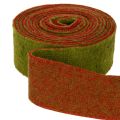 Filttejp, tvåfärgad grytlappstejp, 100 % ull, röd/grön, 7,5 cm bred, 5 m lång | Floristik24.se