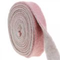 Floristik24 Kruka gångjärn, deco tejp ull filt dusky rosa / grå B4.5cm L5m