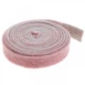 Floristik24 Kruka gångjärn, deco tejp ull filt dusky rosa / grå B4.5cm L5m