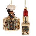 Julgransprydnad: parfymflaska och läppstift med leopardmönster, 11 cm, 2 stycken | Floristik24.se