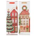 Presentpåse flaska julhus och julgran 36cm 2st | Floristik24.se