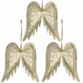 Floristik24 Änglavingar, metalldekoration att hänga, julgransdekorationer gyllene, antikt utseende H11.5cm W11cm 3st