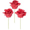 Floristik24 Konstgjord röd rosblomma med stjälk, 5 cm, 100 stycken