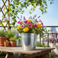 Glansig metallhink med rephandtag, Ø22 cm | Floristik24.se