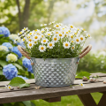 Rund zinkskål med rephandtag Ø25cm H14cm | Floristik24.se
