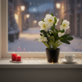 Konstgjord julros, krukblomma, bordsdekoration, 34 cm | Floristik24.se