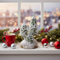 Snötäckta granar, konstgjort vinterlandskap för julby och bordsdekoration, 29 cm | Floristik24.se