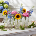 Glasflaska med mönster, cylindrisk, klar, dekorativ vas, 15 cm, 6 stycken | Floristik24.se