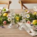 Transparent ljusstake, klassisk design, bordsdekoration, 12 cm, 2 stycken | Floristik24.se