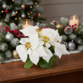 Konstgjord julstjärna, vit, storblommig, dekorativ växt, 40 cm | Floristik24.se