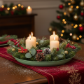 Ljusfat adventskrans grön med fyra ljusstakar 24cm | Floristik24.se