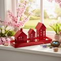 Metallljushållare Hus Röda med Bricka 35cm 1 Set | Floristik24.se