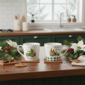 Kaffemugg Merry Christmas julbilmotiv keramikmugg 10cm 2 st | Floristik24.se