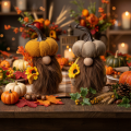 Höstfigur pumpagnom med solros och skägg 16cm 2 st | Floristik24.se