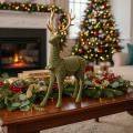 Dekorativ stående hjortfigur, flockad med horn, 31 cm | Floristik24.se