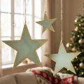 Trästjärnor för upphängning av fönsterdekoration mintguld 12/20/26cm set om 3 | Floristik24.se