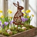 Trädgårdsstake Rost Kanin Blommönster Trädgårdsdekoration Påsk 9×15cm | Floristik24.se