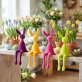 Påskharehyllor, färgglatt flockade, 28 cm, 4 delar | Floristik24.se