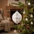 Honeycomb boll julkula papper vit FSC Ø15cm H20cm | Floristik24.se