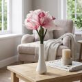 Konstgjorda orkidéer konstgjorda blommor i vas vit/rosa 28cm | Floristik24.se