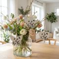 Dekorativ hängare hjärta blomma fjäril vit natur 9cm 3st | Floristik24.se
