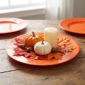 Orange plasttallrikar – 28 cm – Perfekta för fester och dekoration – 4 stycken | Floristik24.se