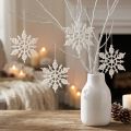 Snöflinga dekoration vit glitter iskristaller 10cm 12 st | Floristik24.se
