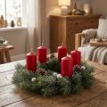 Konstgjord julkrans, dekorativ krans, frostig, Ø25 cm, dörrkrans, adventskrans, glitter | Floristik24.se