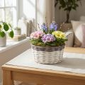 Dekorativ rund växtkorg Ø20cm Vit Brun Vårdekoration | Floristik24.se