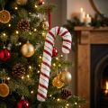 Deco Candy Cane Jul Röd Vit Randig H34cm | Floristik24.se