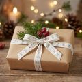 Presentband Jul Julband Hohoho vit 15mm 20m | Floristik24.se