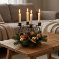 Ljusstake metallgrå nätkorg Adventskrans Ø14cm | Floristik24.se