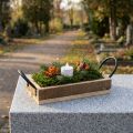 Träbricka med handtag dekorativ bricka natursvart 25×12,5×5cm | Floristik24.se