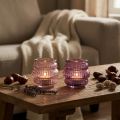 Värmeljushållare glasdekor lila rosa Ø7,5cm H7,5cm 2st | Floristik24.se