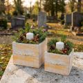Växtlåda med handtag orange vit trä 12/15cm set om 2 | Floristik24.se