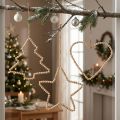 Deco hängare jul träpärlor hjärta stjärnträd H20cm 3st | Floristik24.se