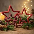 Stjärna att stå Juldekoration juteröd 13/18cm 4st | Floristik24.se