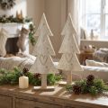 Julgransfiltdekoration med hjärtkräm beige H35cm 2 st | Floristik24.se