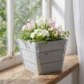 Blomlåda träkruka shabby chic grå 19x19x15,5cm | Floristik24.se