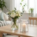 Glasvas med mönster, lykta glas klar H15cm Ø11cm 2st | Floristik24.se