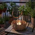 Lykta med handtag och glas svart natur Ø18cm H22cm | Floristik24.se