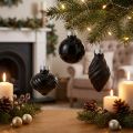 Mini julgranskulor glaslök svart Ø3cm 9 st | Floristik24.se