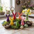 Flockad kanin, färgglad, 13 cm hög, blandad, 6 stycken | Floristik24.se