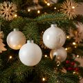 Snöklot, trädhänge, julgransdekoration, vinterdekoration vit H6,5cm Ø6cm äkta glas 24 st | Floristik24.se
