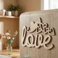 Hjärtan "Love" trädekoration naturlig med magnet dekoration skylt 20,5/25cm 6 stycken | Floristik24.se