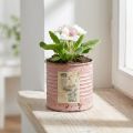 Blomkruka dekorativ plåt rund antik ros metallplanter Ø8cm H7,5cm | Floristik24.se