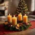 Enfärgade blockljus, honungsfärgade, Ø60×80 mm, set om 4 - Adventskransdekoration, vax | Floristik24.se