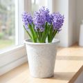 Blomkruka med ornament, kruka, metallbehållare, vit, Ø15,5 cm, H14,5 cm | Floristik24.se